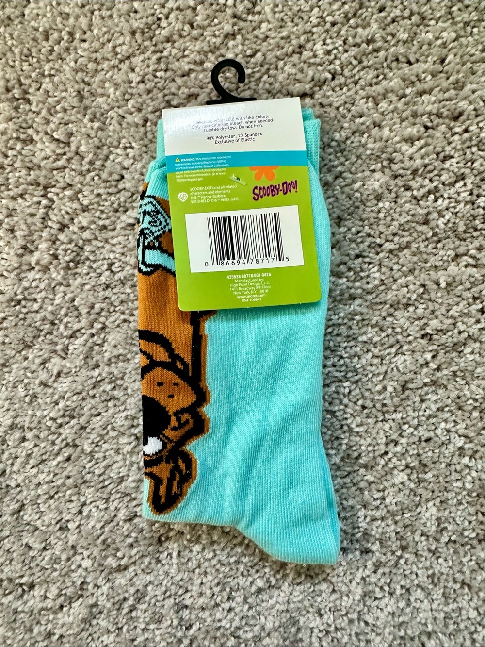 Scooby Doo 'Ruh Roh' Aqua Crew Socks - Picture 2 of 3